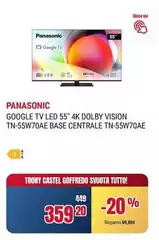 Panasonic - Google Tv Led 55" 4k Dolby Vision Tn-55w70ae Base Centrale Tn-55w70ae