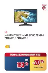 LG - Monitor Tv Led Smart 24" Hd T2 Nero