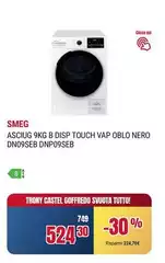 Smeg - Asciug/G B Disp Touch Vap Oblo Nero