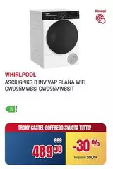 Whirlpool - Asciugatrice 9kg B Inv Vap Plana Wifi CWD95MWBSI CWD95MWBSI Whirlpool - Asciugatrice 9kg B Inv Vap Plana Wifi CWD95MWBSI CWD95MWBSI
