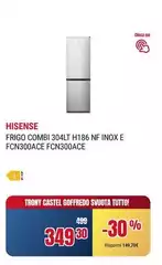 Hisense - Frigo Combi 304lt H186 Nf Inox E Fcn300acefcn300ace