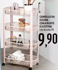 Carrello Da Cucina Con 4 Ruote E 4 Cestini