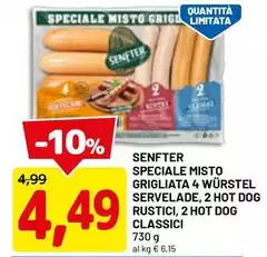 Senfter - Speciale Misto Grigliata 4 Würstel Servelade, 2 Hot Dog Rustici, 2 Hot Dog Classici