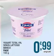 Fage - Yogurt Total 0% Senza Lattosio Bianco