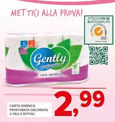 Gently - Carta Igienica Profumata Decorata 3 Veli 6 Rotoli Gently - Carta Igienica Profumata Decorata 3 Veli 6 Rotoli