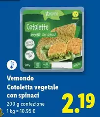 Vemondo - Cotoletta Vegetale Con Spinaci