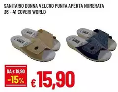 Coveri - Sanitario Donna Velcro Punta Aperta Numerata 36-41  World
