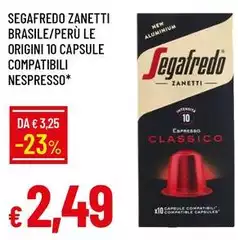 Segafredo - Zanetti Brasile/Perù Le Origini 10 Capsule Compatibili