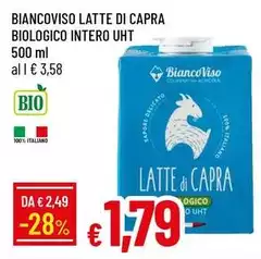 Biancoviso Latte Di Capra Biologico Intero Uht