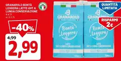 Granarolo Bontà Leggera Latte UHT A Lunga Conservazione
