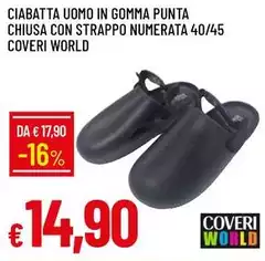 Coveri - Ciabatta Uomo In Gomma Punta Chiusa Con Strappo Numerata