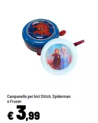 Campanello Per Bici Stitch/Spiderman O Frozen Campanello Per Bici Stitch/Spiderman O Frozen