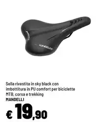 Mandelli - Sella Rivestita In Sky Black Con Imbottitura In Pu Comfort Per Biciclette MTB Mandelli - Sella Rivestita In Sky Black Con Imbottitura In Pu Comfort Per Biciclette MTB