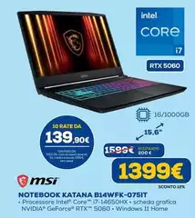 Msi - Notebook Katana B14WFK-075IT