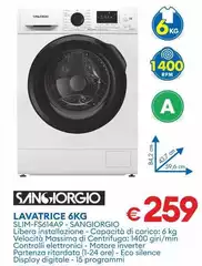 San Giorgio - Lavatrice 6Kg Slim-FS614A9