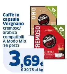 Caffè vergnano 1882 - Caffè In Capsule Cremoso/Arabica Compatibili A Modo Mio 16 Pezzi