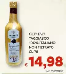 Olio Evo Taggiasco 100% Italiano Non Filtrato