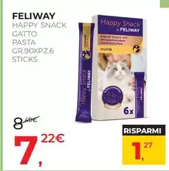 Feliway - Happy Snack Gatto Pasta Gr.90xpz.6 Sticks
