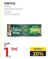 Virtus Ragù Lattina Gatto Gr.85 Tutti I Gusti