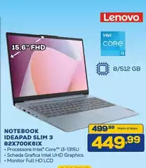 Lenovo - Notebook Ideapad Slim 3 82X700K6IX