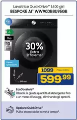 Samsung - Lavatrice QiuumdriveTM Bespoke AI WW90DBBU95GB