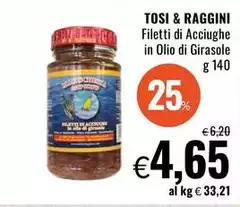 Tosi & Raggini - Filetti Di Acciughe In Olio Di Girasole