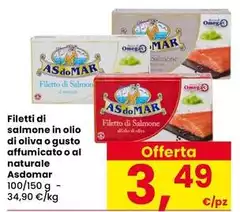 Asdomar - Filetti Di Salmone In Olio Di Oliva O Gusto Affumicato O Al Naturale Asdomar - Filetti Di Salmone In Olio Di Oliva O Gusto Affumicato O Al Naturale