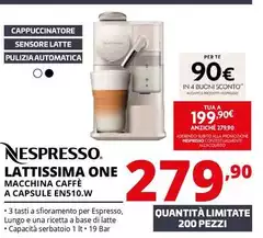 Nespresso - Lattissima One Macchina Caffè A Capsule EN510.W