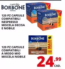 Caffe Borbone - 120 Pz Capsule Compatibili Nespresso Miscela Decisa E Nobile/120 Pz Capsule Compatibili A Modo Mio Miscela Nobile