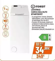 Indesit - Lavatrice Carica Dall'Alto BTWB7251PIT