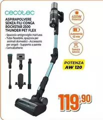 Cecotec - Aspirapolvere Senza Filo Conca Rockstar 2500 Thunder Pet Flex