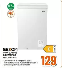 Sekom - Congelatore Congelatore Orizzontale SHSCP96S6WEO