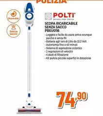 Polti - Scopa Ricaricabile Senza Sacco PBEU016