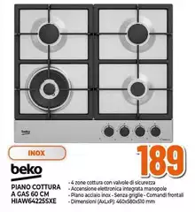Beko - Piano Cottura A Gas 60 Cm Hiaw6425SXE