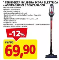Termozeta -  Mylibera Scopa Elettrica + Aspirabriciole Senza Sacco