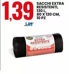Sacchi Extra Resistenti, L, 80 X 120 Cm, 10 Pz