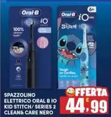Oral b - Spazzolino Elettrico Bio Kid Stitch/Series 2 Clean&Care Nero