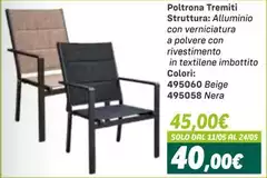Solo - Poltrona Tremiti Struttura: Alluminio Con Verniciatura A Polvere Con Rivestimiento In Textilene Solo - Poltrona Tremiti Struttura: Alluminio Con Verniciatura A Polvere Con Rivestimiento In Textilene