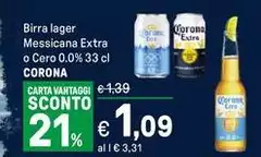 Corona Extra - Birra Lager Messicana Extra O Cero 0,0%