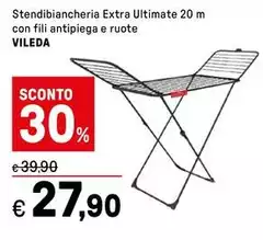 Vileda - Stendibiancheria Extra Ultimate 20 M Con Fili Antipiega E Ruote