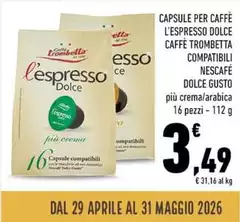 L'espresso - Capsule Per Caffè  Dolce Caffè Trombetta Compatibili Nescafé