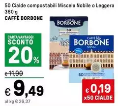 Caffe Borbone - 50 Cialde Compostabili Miscela Nobile O Leggera