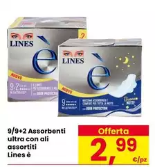 Lines - 9/9+2 Assorbenti Ultra Con Ali Assortiti