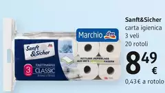 Sanft&Sicher - Carta Igienica 3 Veli 20 Rotoli