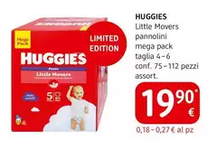 Huggies - Little Movers Pannolini Mega Pack Taglia 4 – 6 Conf. 75 – 112 Pezzi Assort.