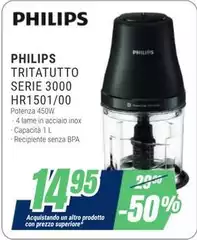 Philips - Tritatutto Serie 3000 Hr1501/00 Philips - Tritatutto Serie 3000 Hr1501/00