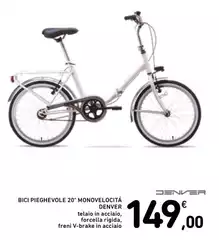 Denver - Bici Pieghevole 20" Monovelocita Denver - Bici Pieghevole 20" Monovelocita