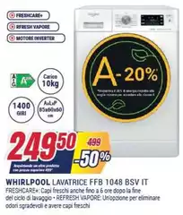 Whirlpool - Lavatrice Ffb 1048 Bsv It Whirlpool - Lavatrice Ffb 1048 Bsv It