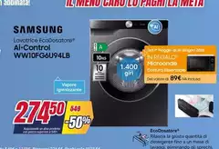 Samsung - WW10FG6U94LB Lavatrice Caricamento Frontale 10 Kg 1400 Giri/min A Bianco Samsung - WW10FG6U94LB Lavatrice Caricamento Frontale 10 Kg 1400 Giri/min A Bianco