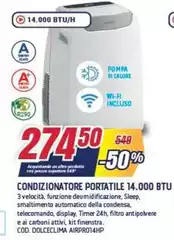 Condizionatore Portatile 14.000 BTU